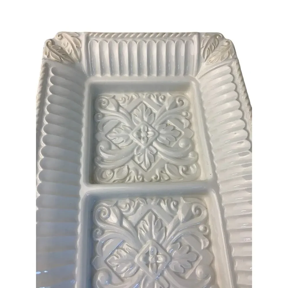 LENOX Butler's Pantry 3 Section Hors d'Oeuvre Tray 13”x6” Rectangle Platter EUC